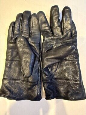 Vintage Smart Set Women's Black Sheepskin Leather Gloves Quilted Fleece Lined M